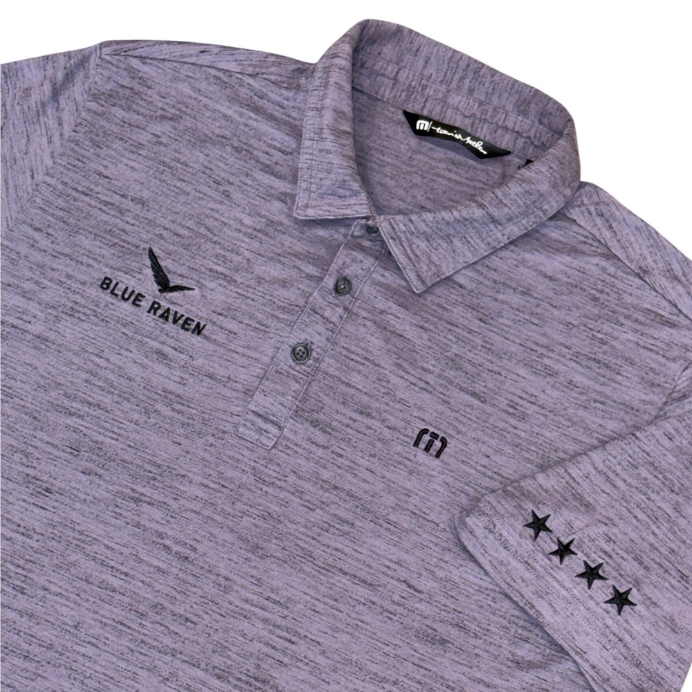 TravisMathew‎ Polo Shirt Mens L Purple Blue Raven Space Dye Short Sleeve